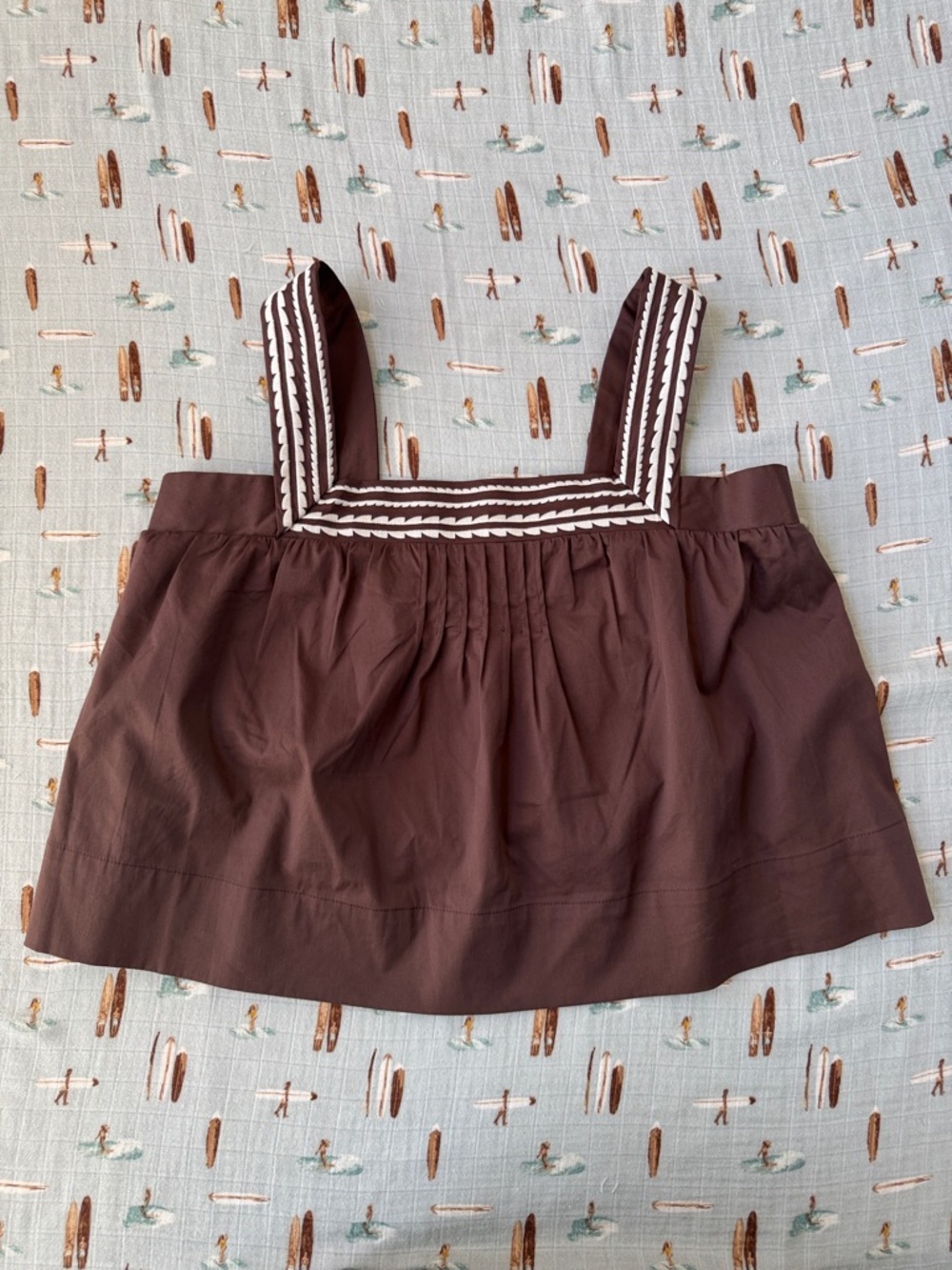 Caroline Constas Brown Two-Piece Set with Cream Embroidered Trim - Picture 6 of 14